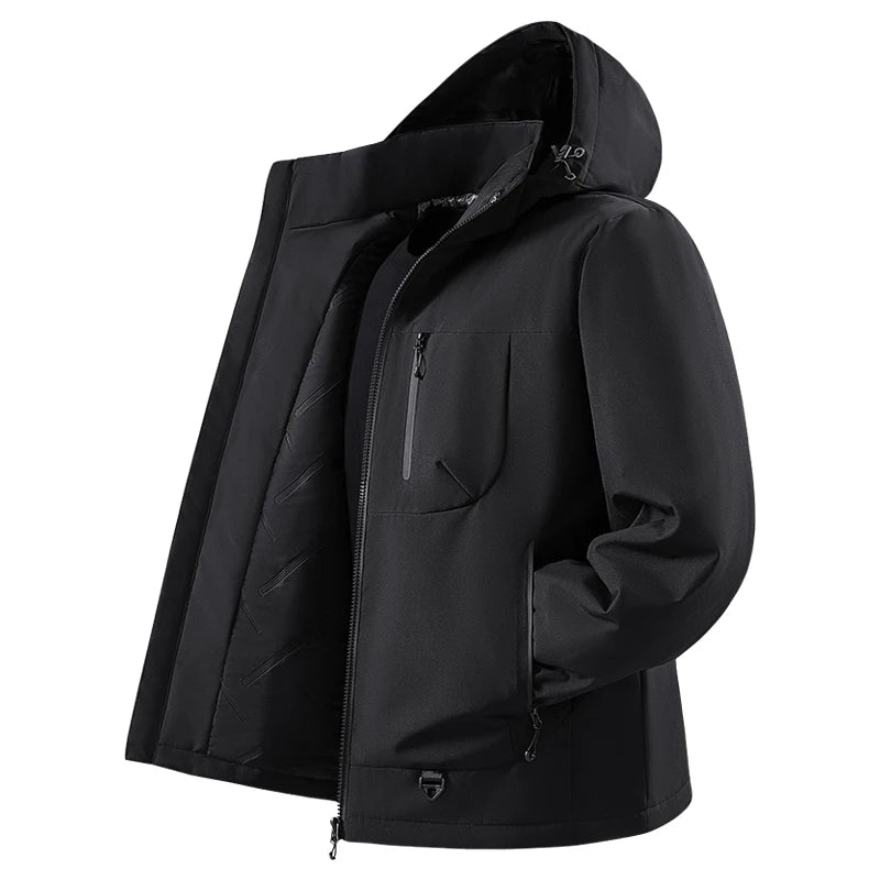 Hooded Long Sleeve Full Zip Outdoor Hiking Jacket with Pockets - immagine 39