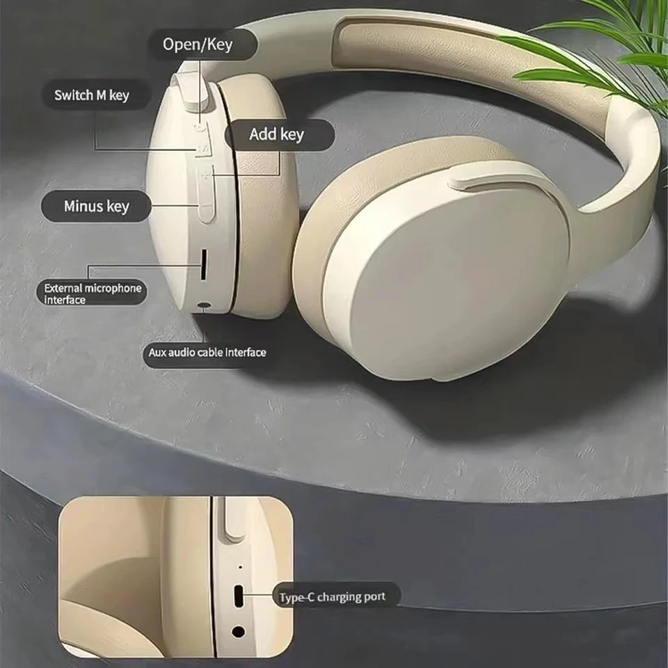#P2961 Wireless Bluetooth 5.3 Headphones Over Ear Hifi Stereo Headset True Sports With Earphones TF/AUX Music Player with HD Mic - immagine 5