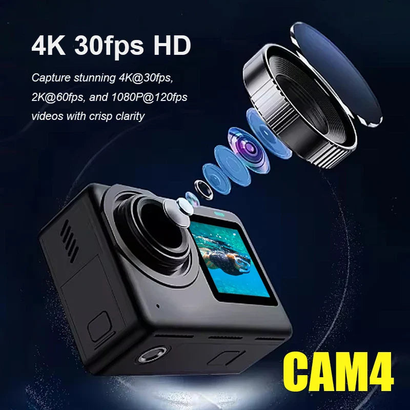 4K Sports Action Camera Active HDR Video Black - immagine 4