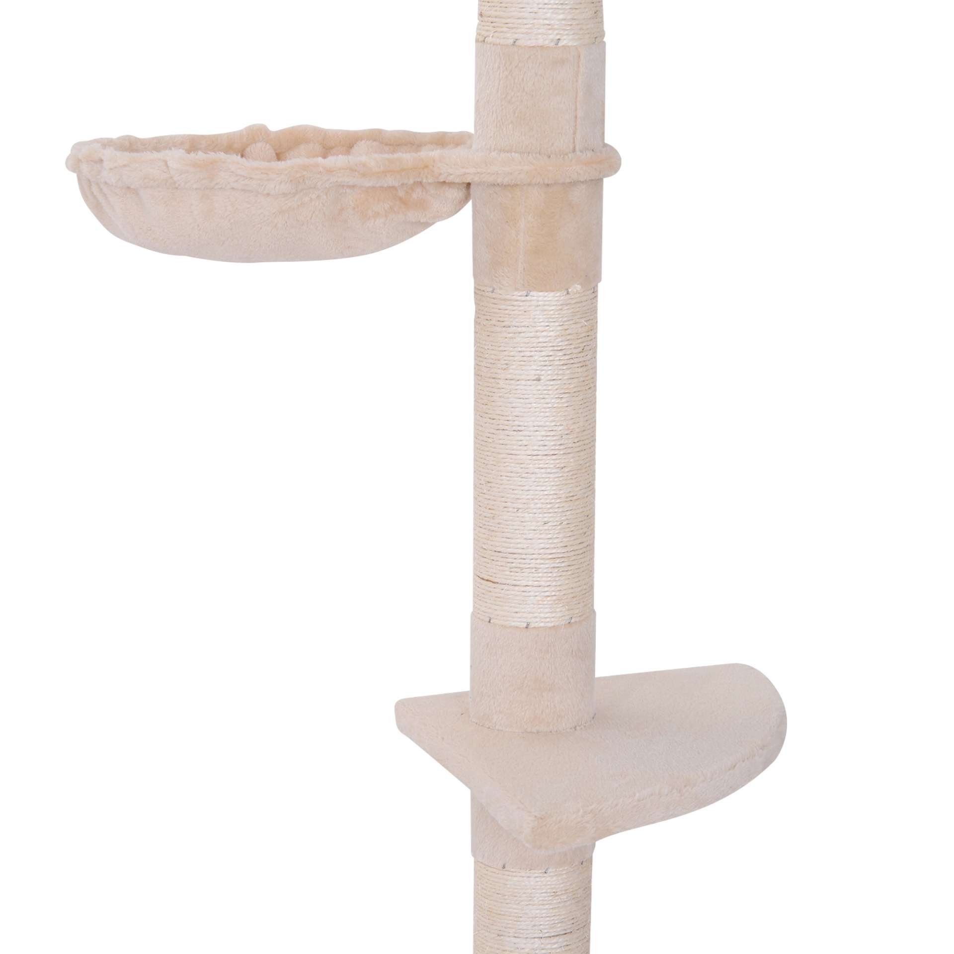 Arbre chat du sol au plafond poteau à griffer L40 x l 34 x H 230-260 cm 5 niveaux d'activités beige - immagine 9