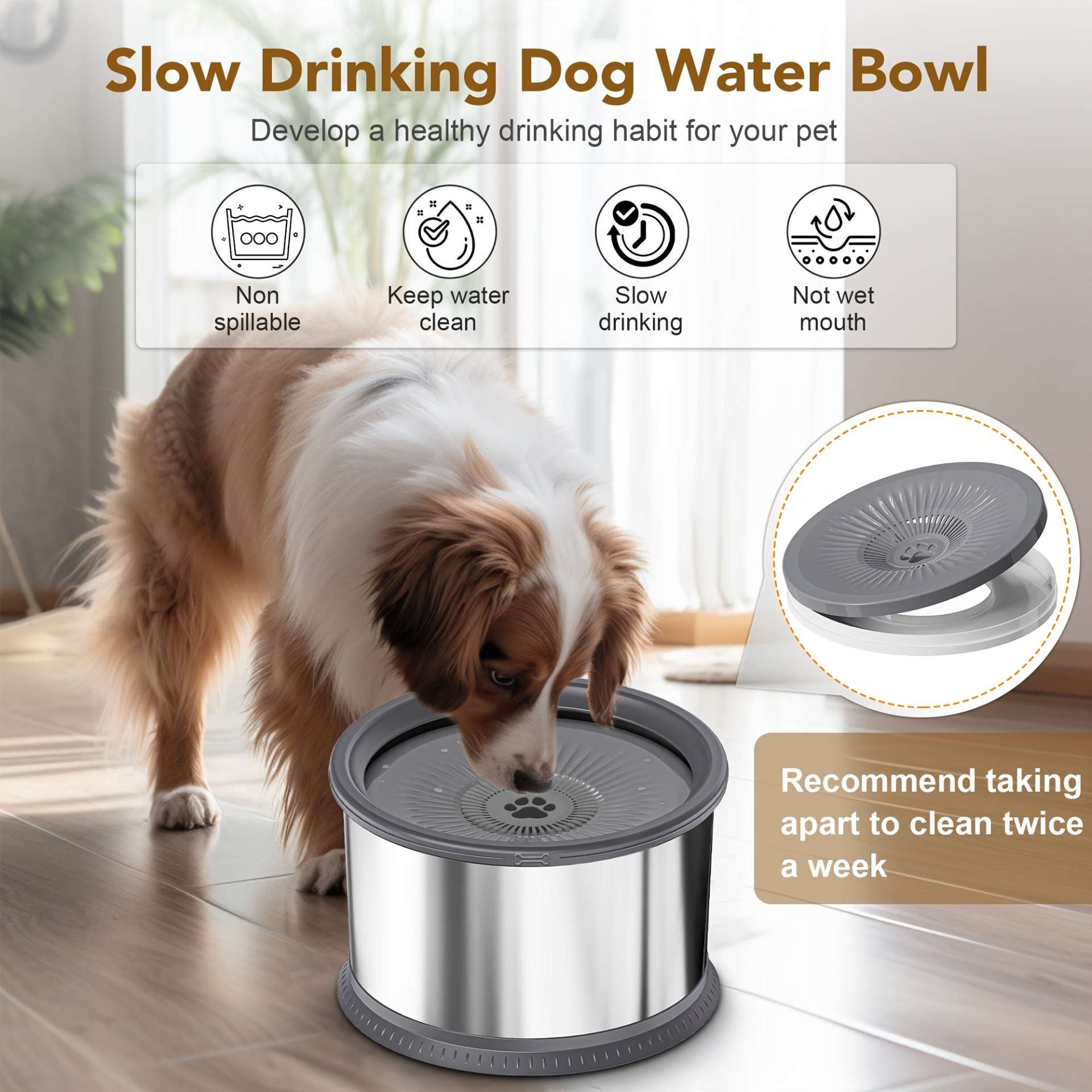 Extra Large Spill-Proof Dog Water Bowl - immagine 4