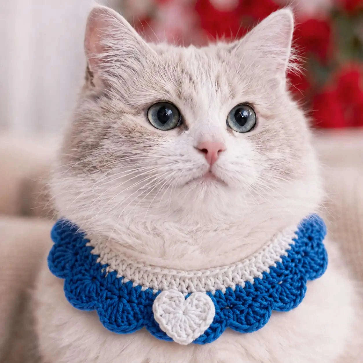 Crochet Pet Collar Handmade – Adjustable Soft Scarf for Cats & Small Dogs - immagine 6