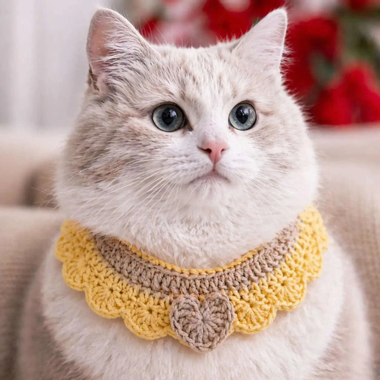 Crochet Pet Collar Handmade – Adjustable Soft Scarf for Cats & Small Dogs - immagine 12