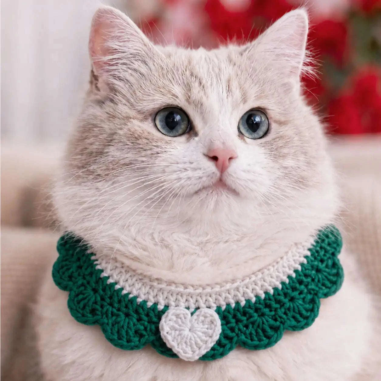 Crochet Pet Collar Handmade – Adjustable Soft Scarf for Cats & Small Dogs - immagine 2