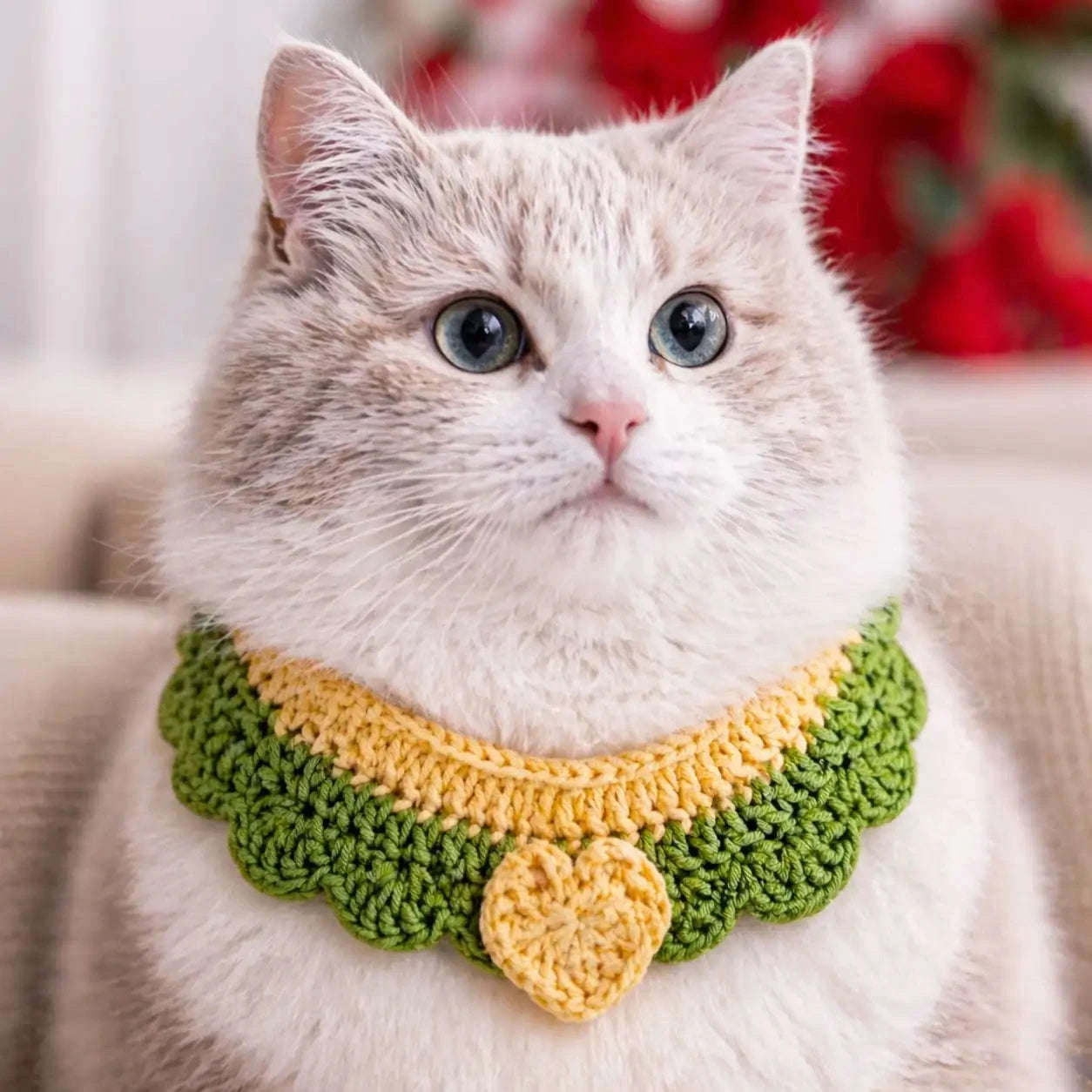 Crochet Pet Collar Handmade – Adjustable Soft Scarf for Cats & Small Dogs - immagine 11