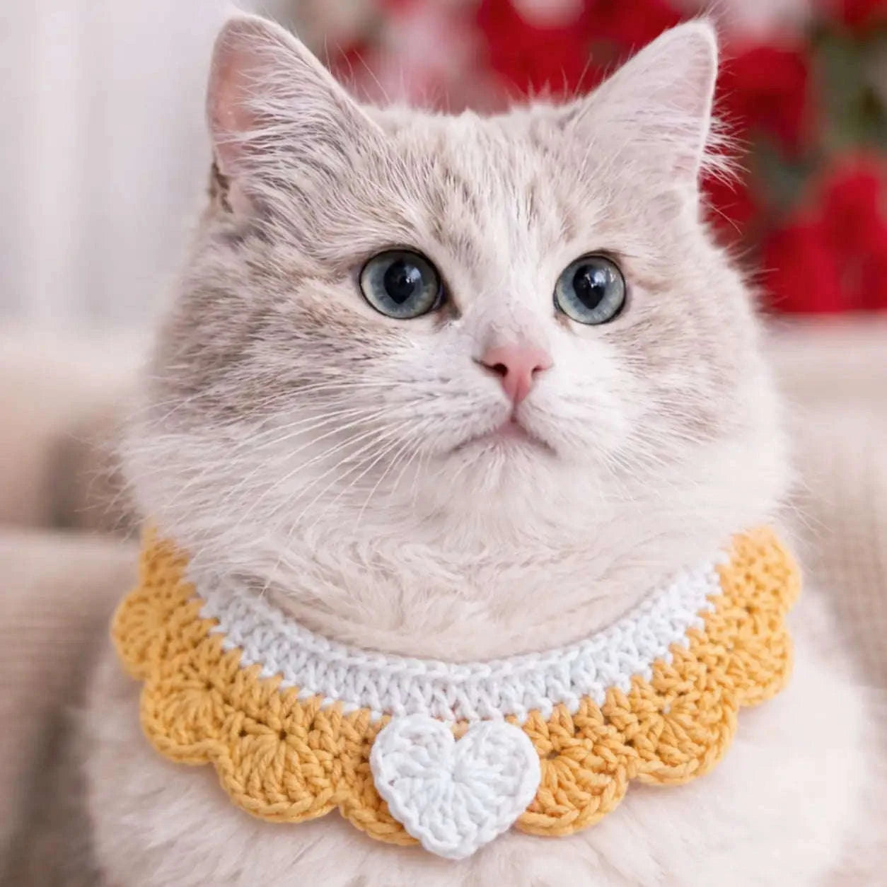 Crochet Pet Collar Handmade – Adjustable Soft Scarf for Cats & Small Dogs - immagine 8