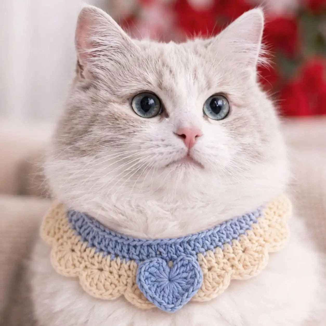 Crochet Pet Collar Handmade – Adjustable Soft Scarf for Cats & Small Dogs - immagine 14