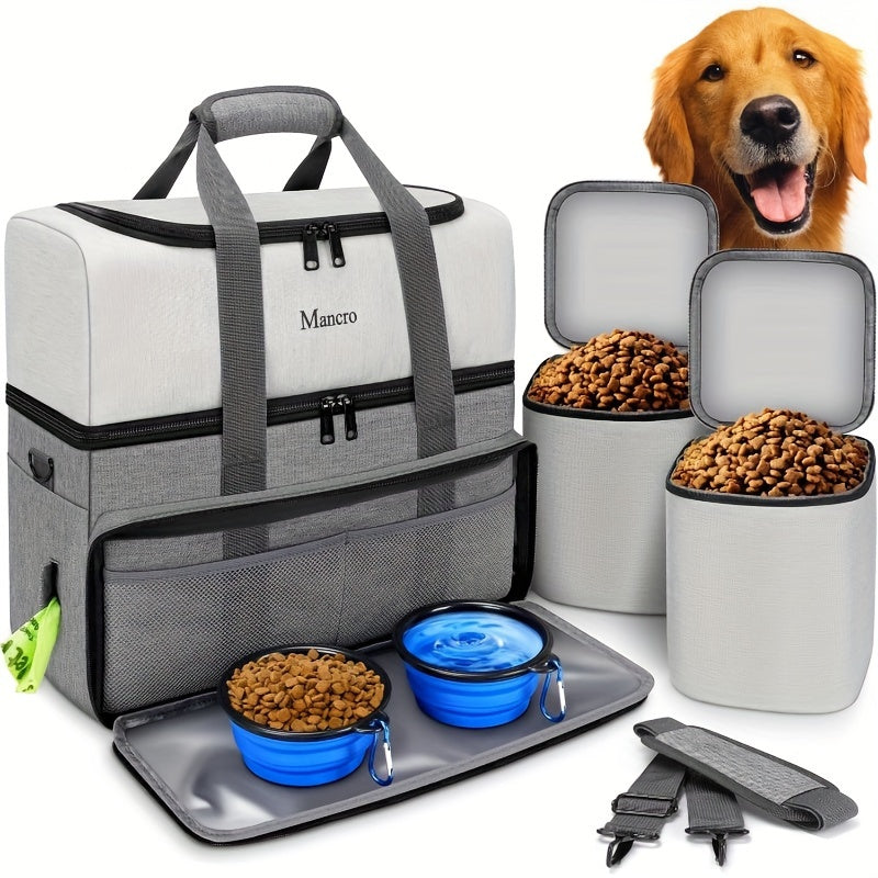 Dog Travel Bag Dual Layer with Bowls & Containers - immagine 2