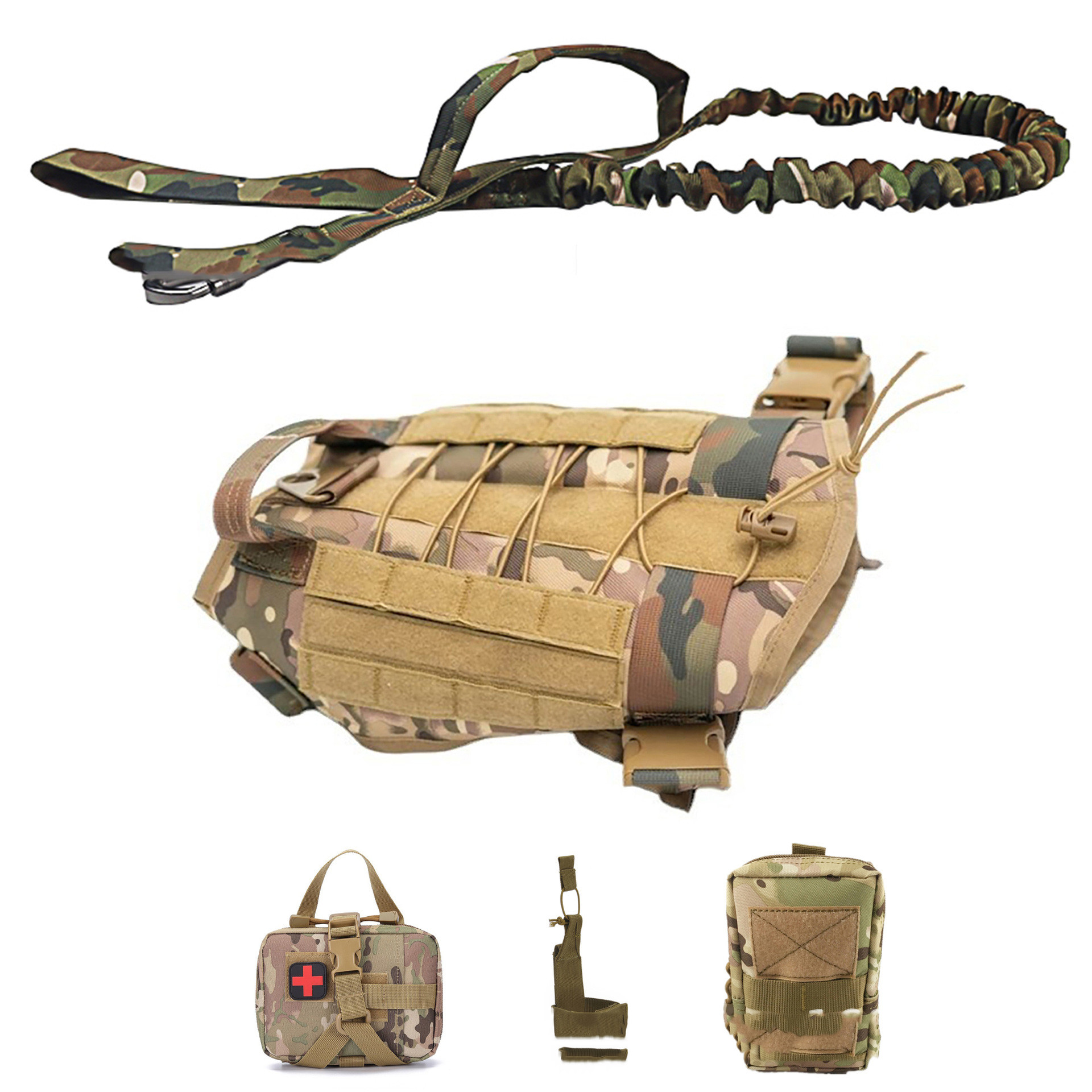 Outdoor Dog Vest Five Piece Suit Tactical Dog Clothing Dog Supplies - immagine 7