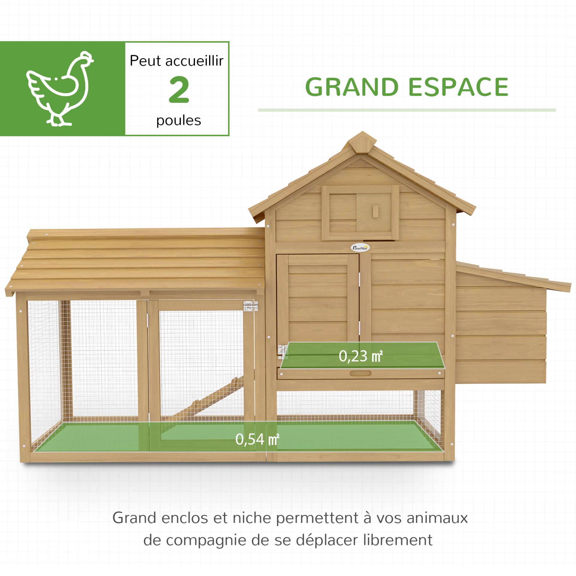 Petit poulailler cottage cage à poules sur pied dim. 151L x 54l x 87H cm multi-équipement bois massif de sapin - immagine 4