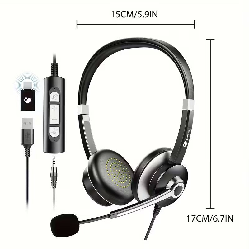 USB Headset with Microphone for Laptop and PC - immagine 3