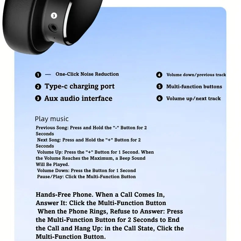 Wireless Bluetooth Over-Ear Headphones with ANC and Mic - immagine 5