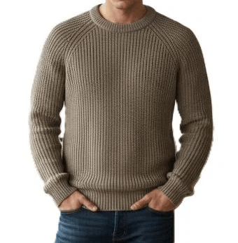 Men's ribbed crew neck sweater in regenerated cashmere - immagine 4