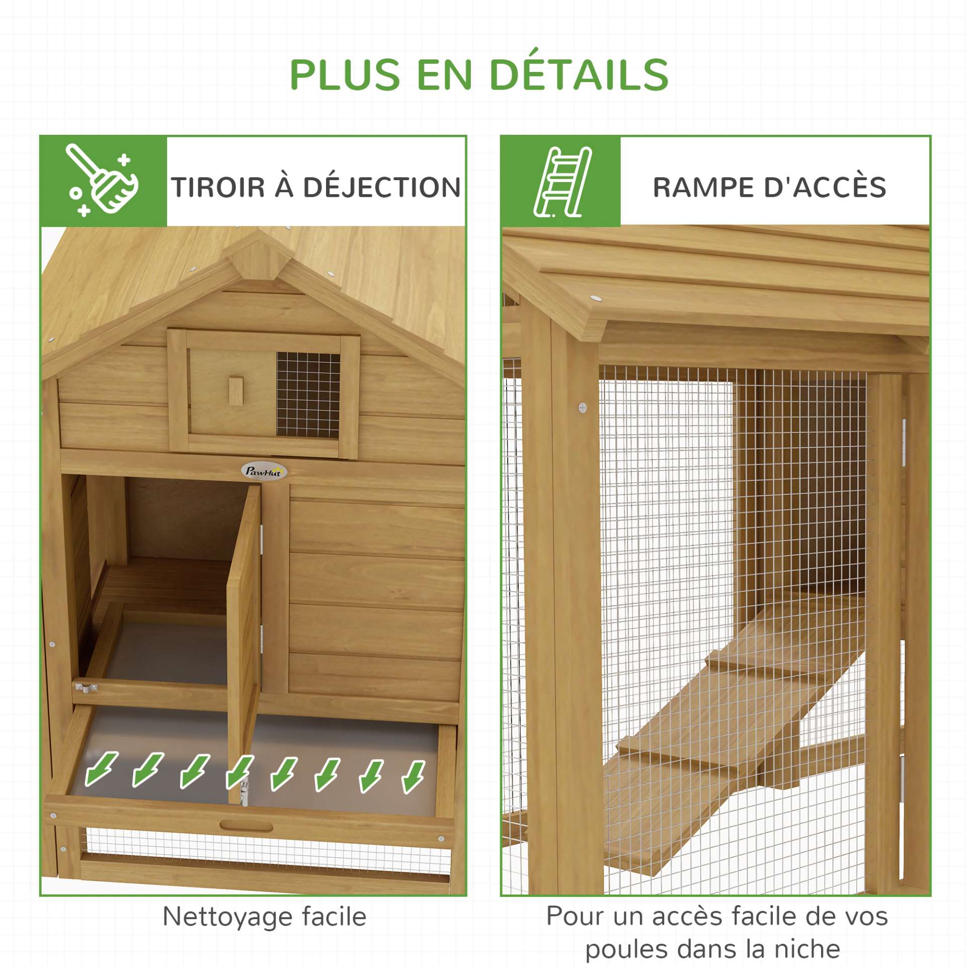 Petit poulailler cottage cage à poules sur pied dim. 151L x 54l x 87H cm multi-équipement bois massif de sapin - immagine 7