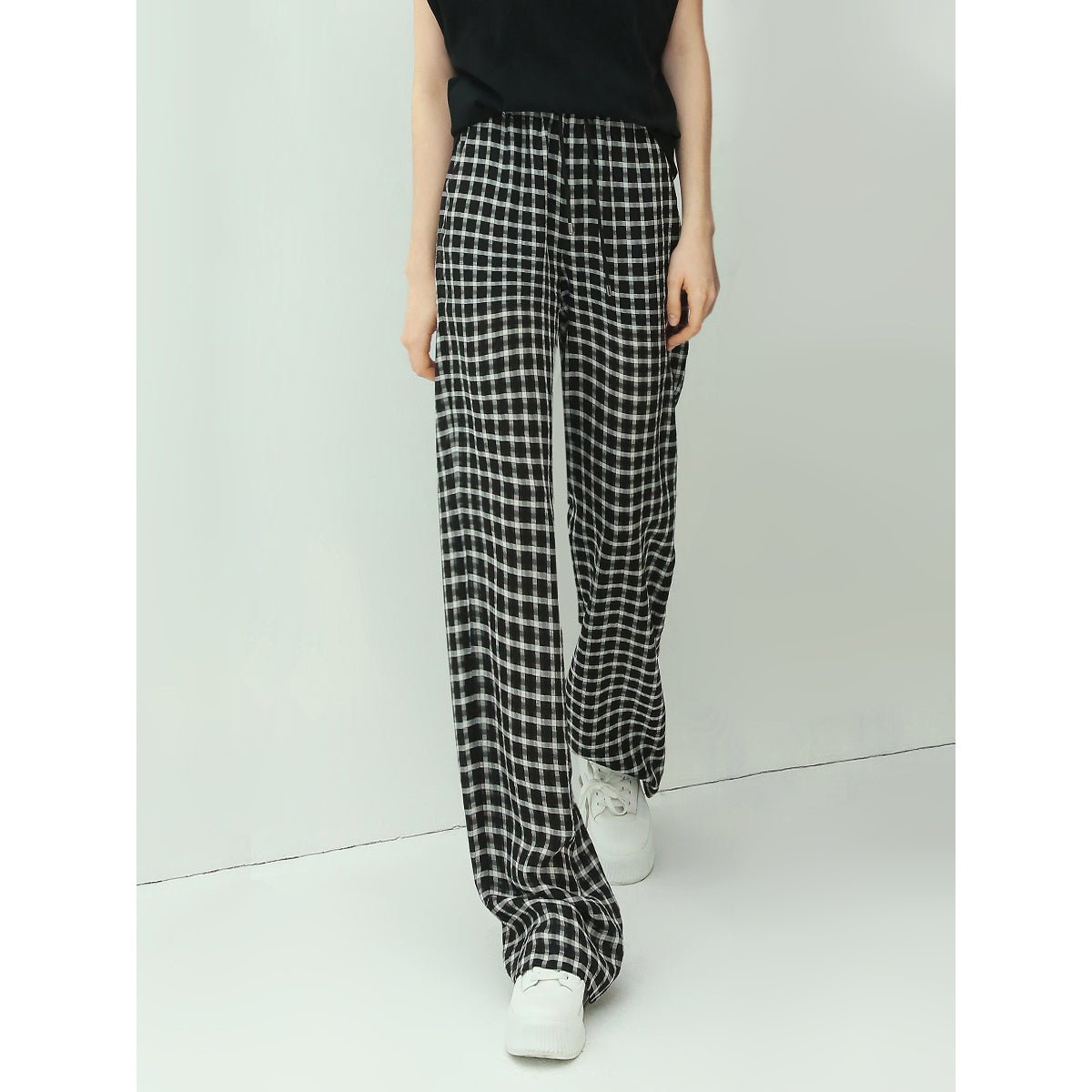 Slouchy Relaxed Fit Casual Checkered Pants - immagine 7