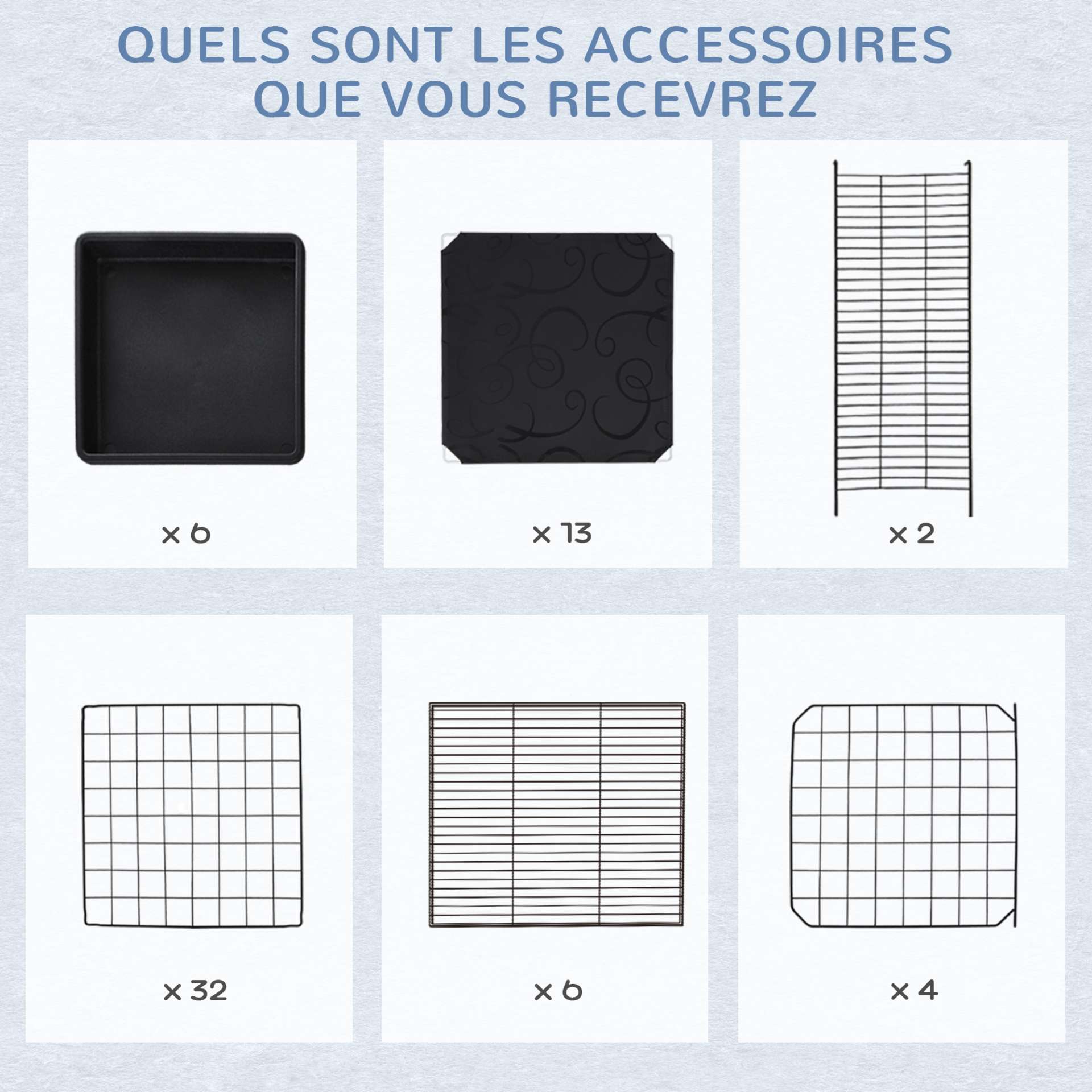 Cage parc enclos rongeurs modulable dim. L 111 x l 75 x H 119 cm 3 niveaux 4 portes fil métallique noir - immagine 7