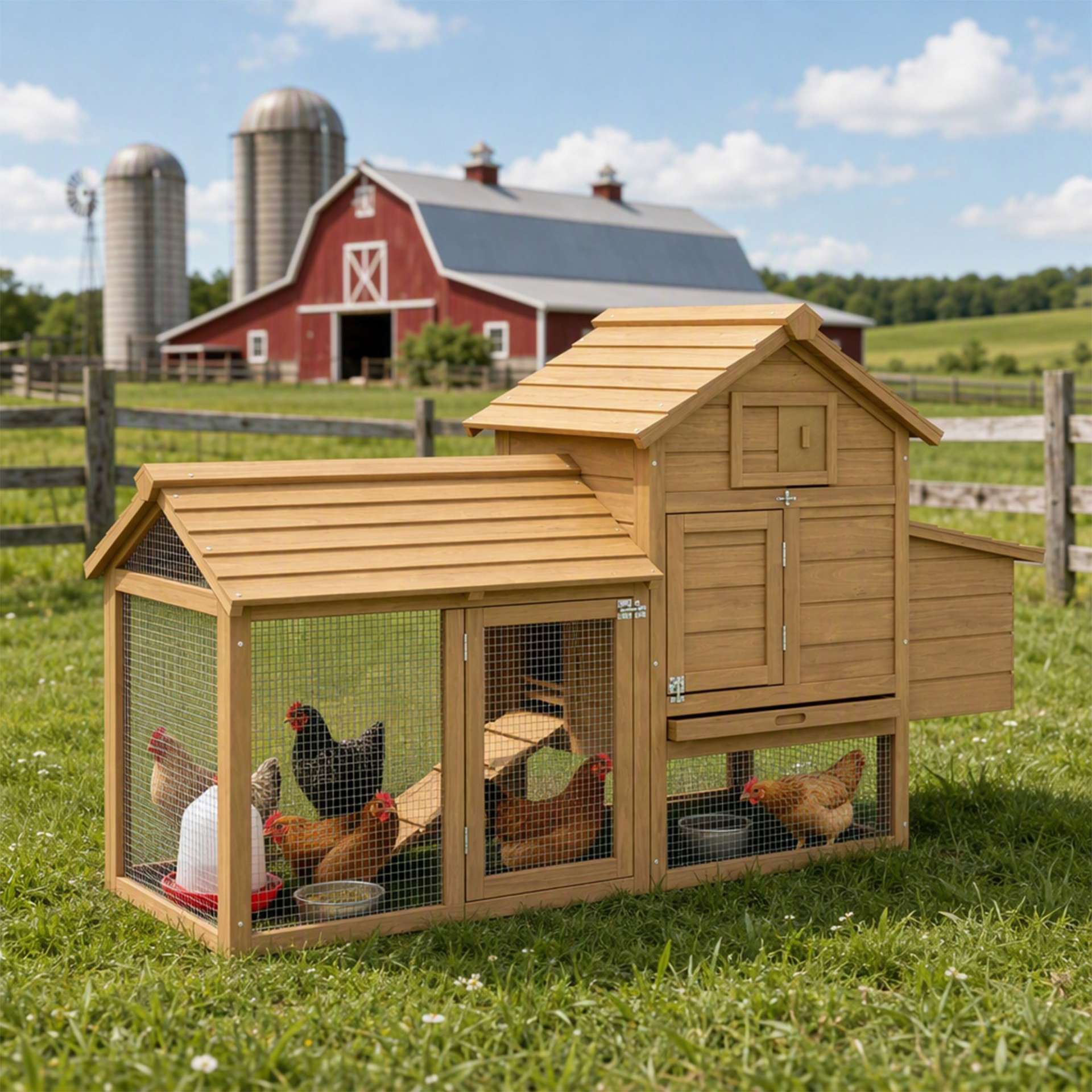Petit poulailler cottage cage à poules sur pied dim. 151L x 54l x 87H cm multi-équipement bois massif de sapin - immagine 2